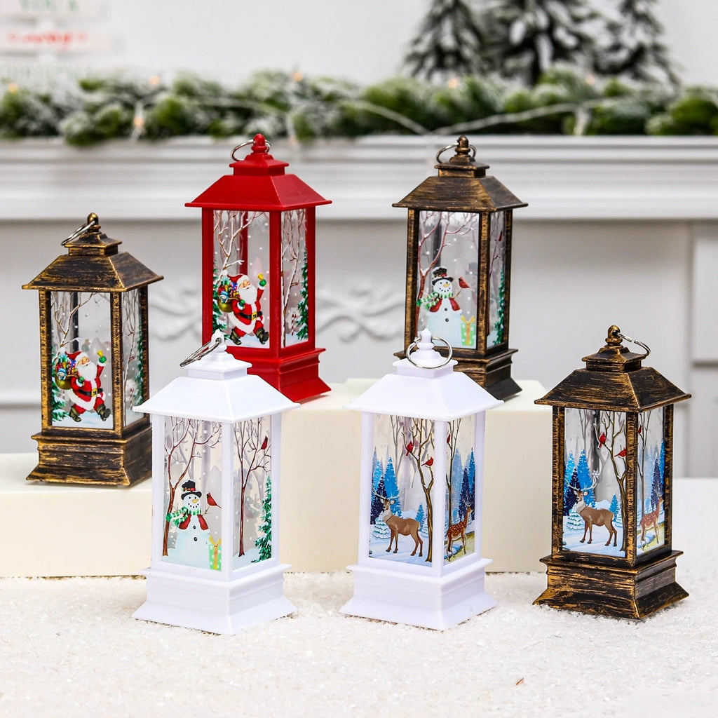 Christmas Lantern Light Decoration | Festive Tree Ornament & Home Decor | Red, Black & White