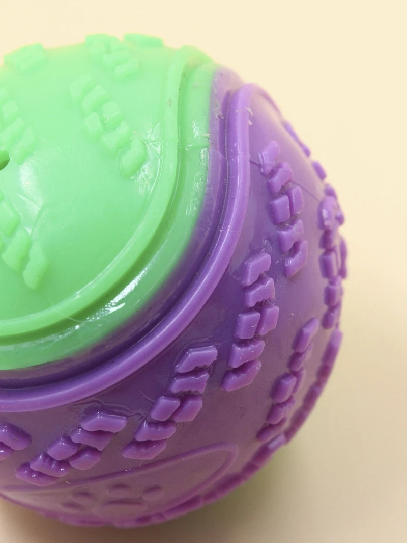 Squeaky Dog Ball Toy | TPR Bite-Resistant | Teeth Cleaning | Blue, Purple & Green