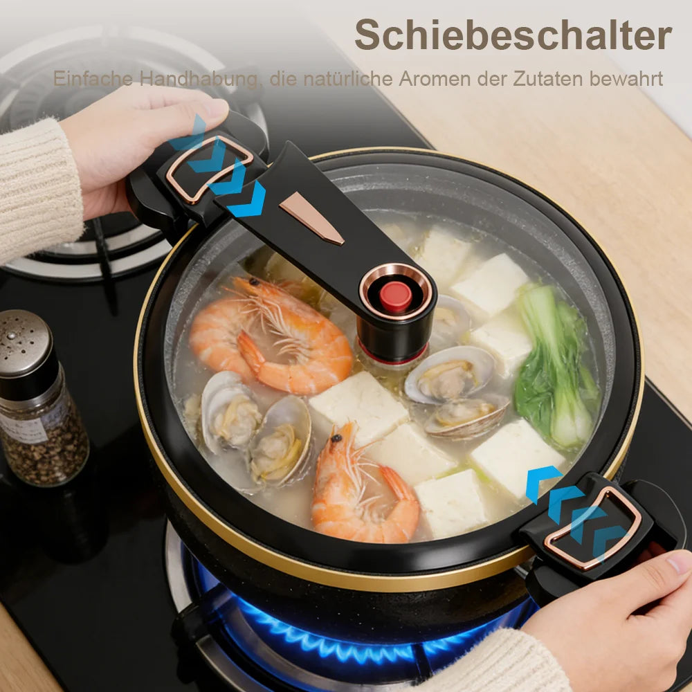 7L Micro-Pressure Soup Pot with Glass Lid & Spoon | Non-Stick Cast Iron Stew Pot | Gas & Induction Compatible