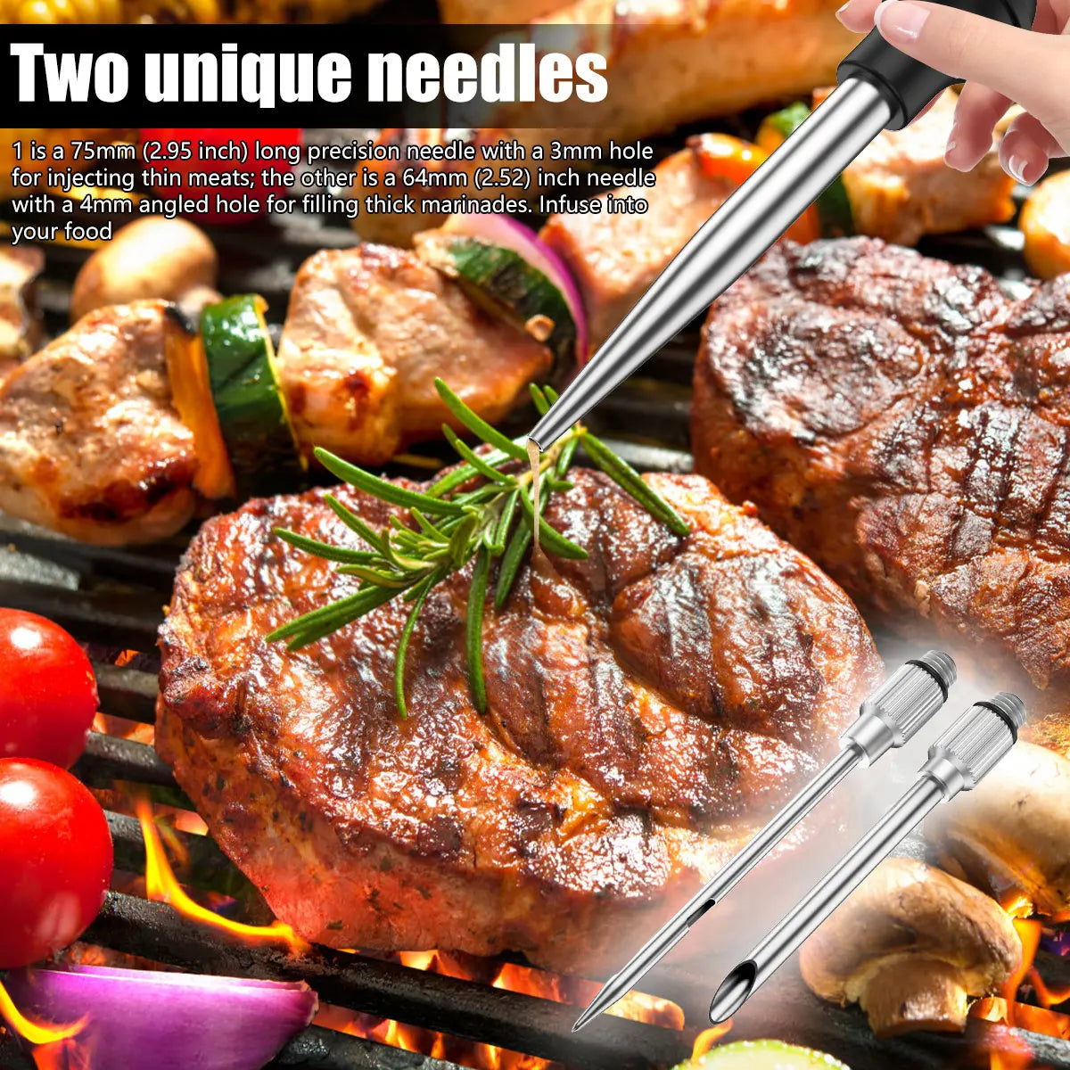 Stainless Steel Turkey Baster & Marinade Injector Set with Cleaning Brush