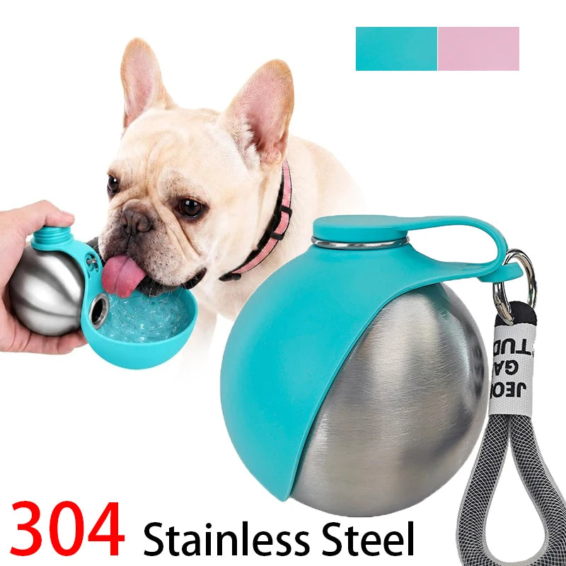 Stainless Steel Portable Dog Water Bottle with Silicone Bowl | 285ml