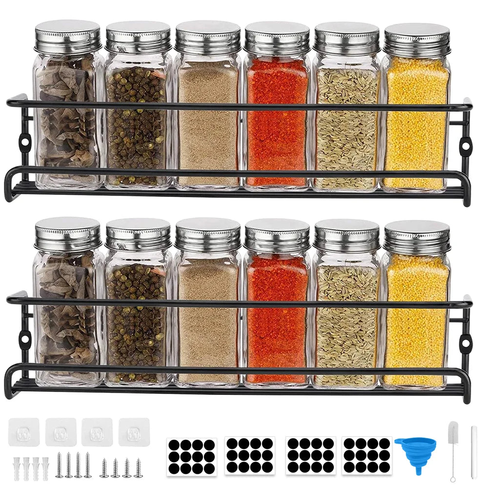 12pcs Glass Spice Jars Set