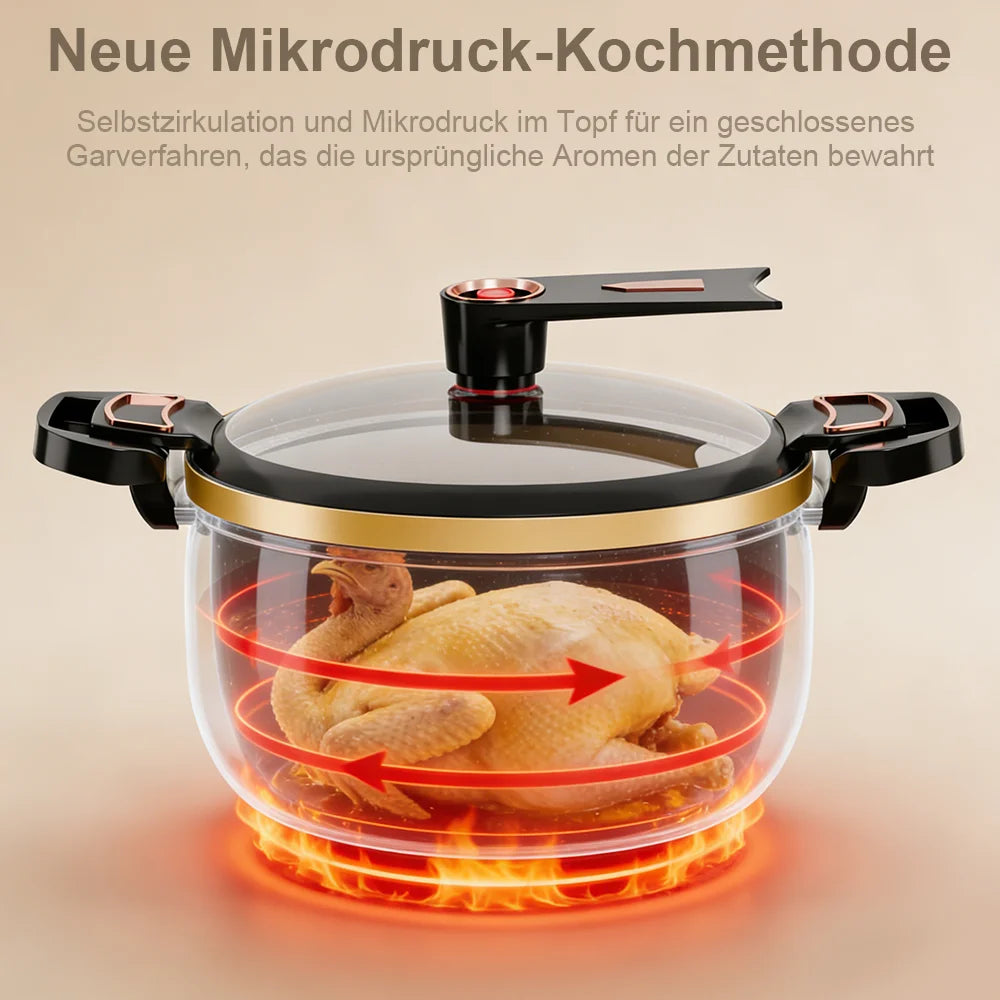7L Micro-Pressure Soup Pot with Glass Lid & Spoon | Non-Stick Cast Iron Stew Pot | Gas & Induction Compatible