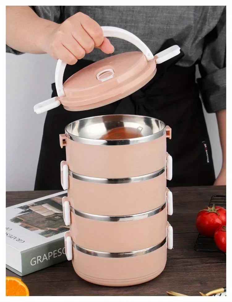 Stainless Steel Insulated Lunch Box | Stackable Bento Food Container | 1, 2, 3 or 4 Tier | Office & Travel