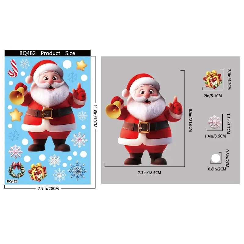 Christmas Window Stickers | 10 Festive Designs | Gingerbread Man, Santa, Snowman & More | Xmas Decor