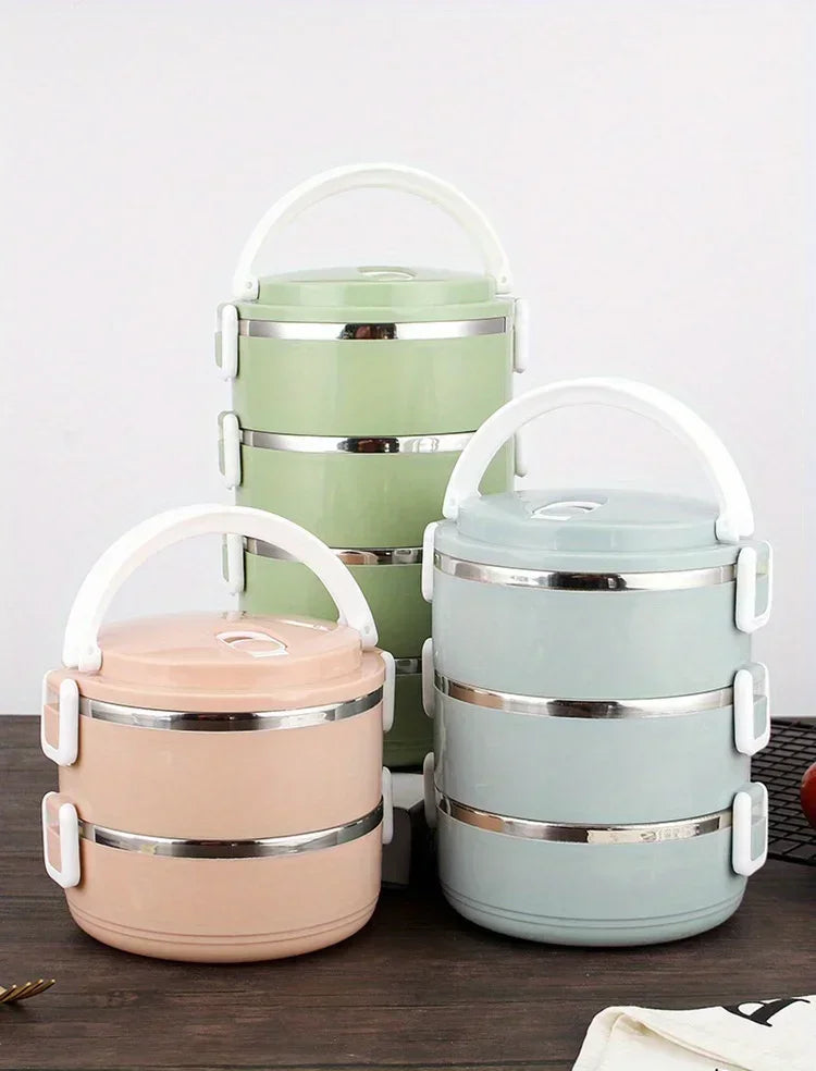Stainless Steel Insulated Lunch Box | Stackable Bento Food Container | 1, 2, 3 or 4 Tier | Office & Travel
