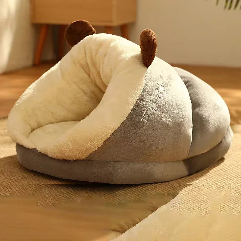 Cosy Cave Dog Bed | Removable Cover Pet Mattress | S / M / L | Green & Grey