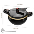 7L Micro-Pressure Soup Pot with Glass Lid & Spoon | Non-Stick Cast Iron Stew Pot | Gas & Induction Compatible
