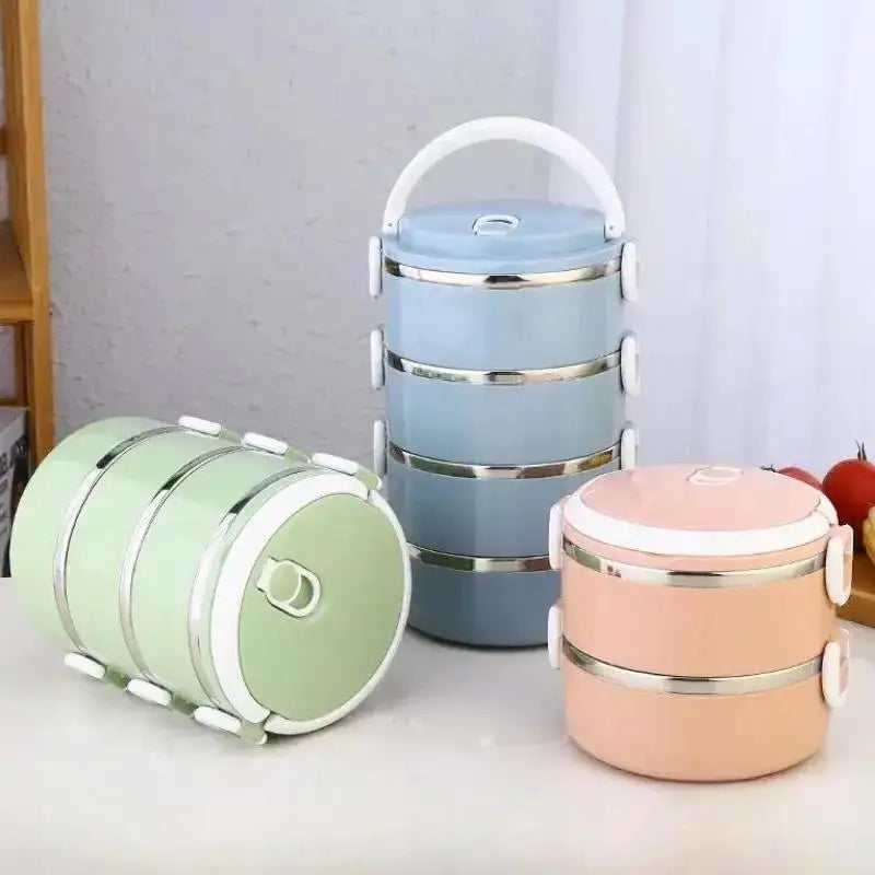 Stainless Steel Insulated Lunch Box | Stackable Bento Food Container | 1, 2, 3 or 4 Tier | Office & Travel