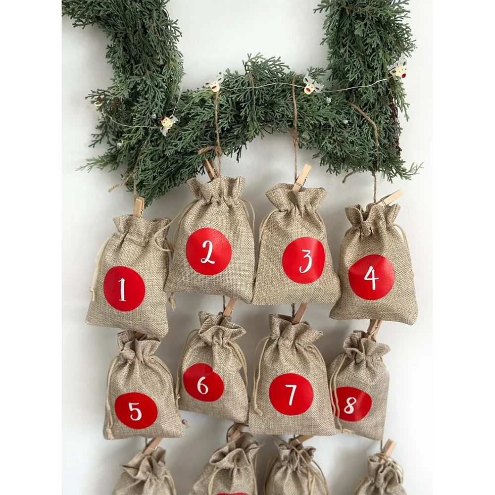 DIY Advent Calendar Kit - 24 Fillable Bags for Christmas Countdown