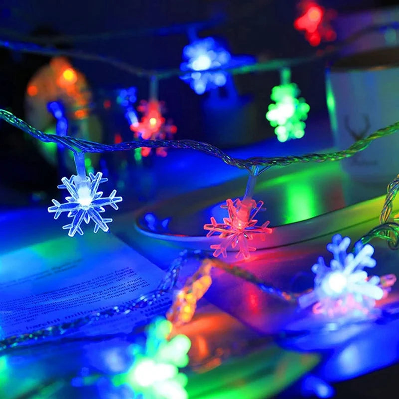 Snowflake Fairy Lights – LED String Lights, Battery/USB Powered