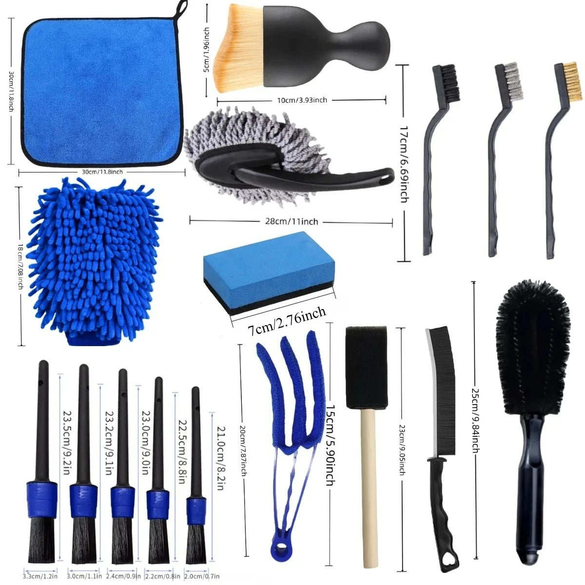 Car Detailing Brush Set for Vents & Tight Gaps | 16 or 20 Pieces