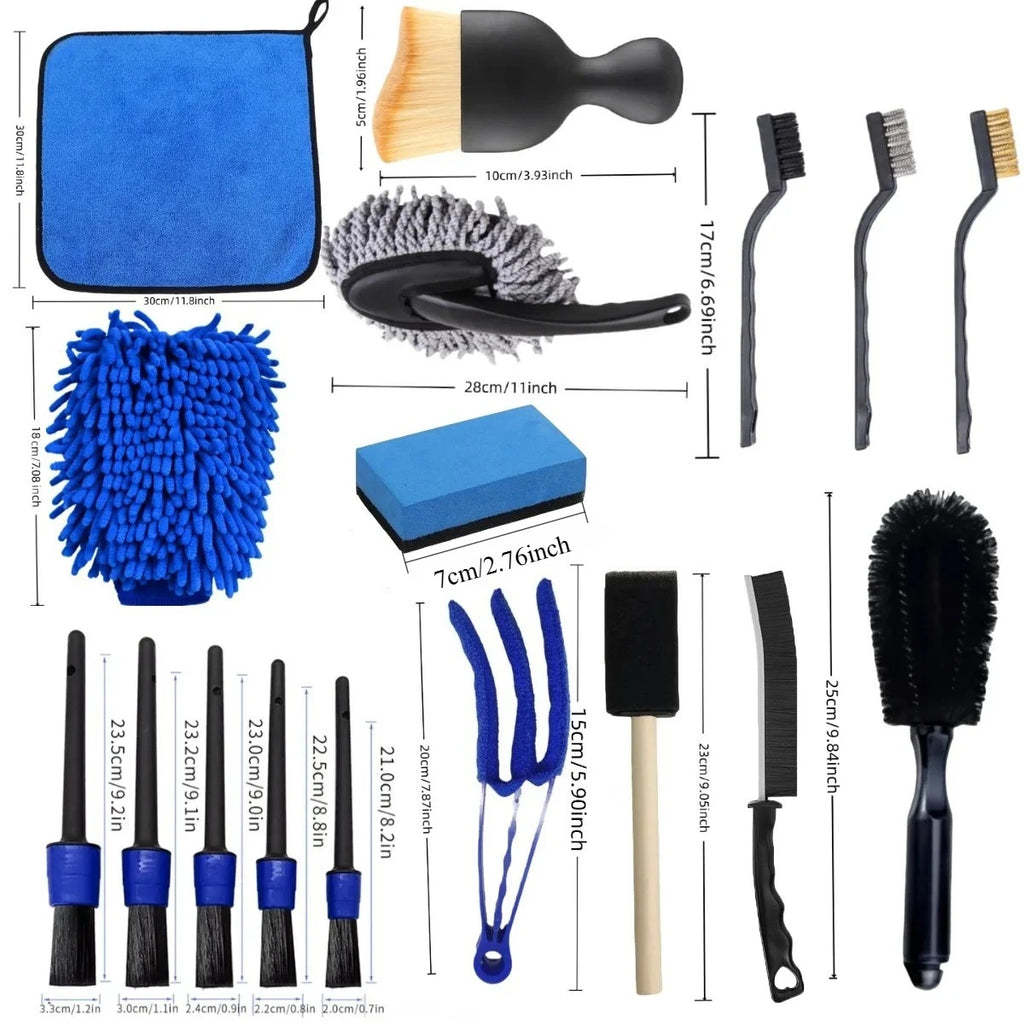 Car Detailing Brush Set for Vents & Tight Gaps | 16 or 20 Pieces