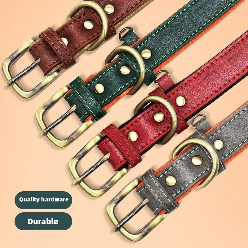 Personalised Leather Dog Collar | Free Engraving | XS–XL | 9 Colours