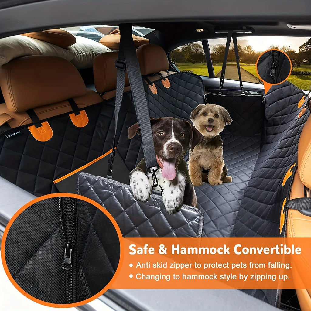 Dog Car Seat Cover & Hammock | 600D Heavy Duty, Scratch-Proof & Non-Slip | Fits Most Cars