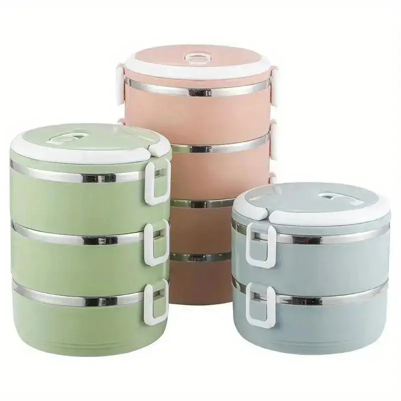 Stainless Steel Insulated Lunch Box | Stackable Bento Food Container | 1, 2, 3 or 4 Tier | Office & Travel