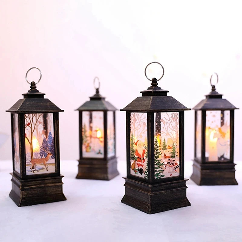 Christmas Lantern Light Decoration | Festive Tree Ornament & Home Decor | Red, Black & White