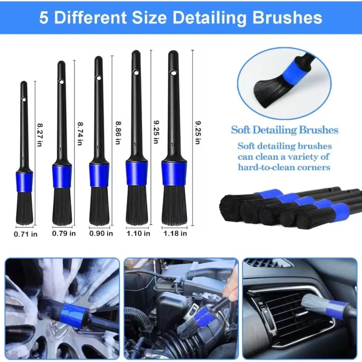 Car Detailing Brush Set for Vents & Tight Gaps | 16 or 20 Pieces