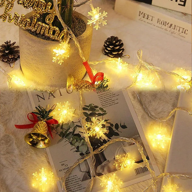 Snowflake Fairy Lights – LED String Lights, Battery/USB Powered