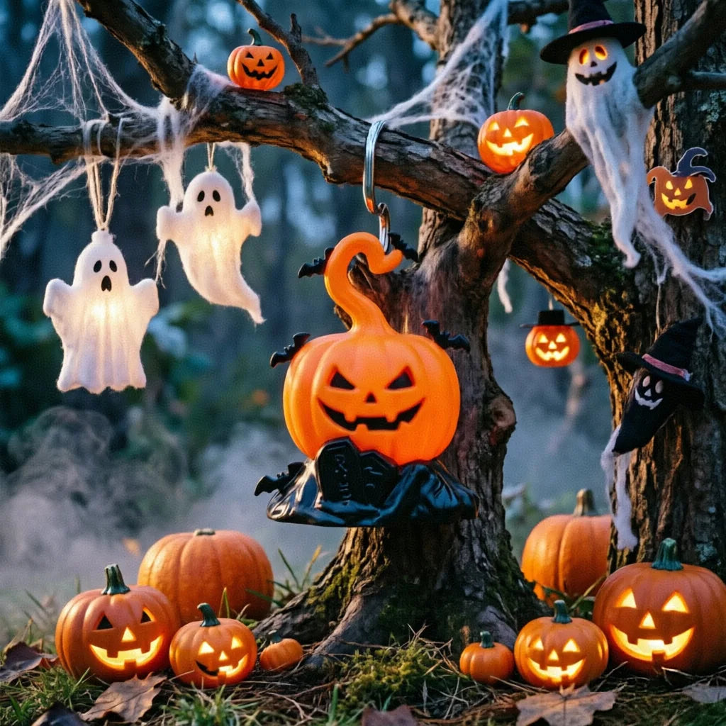 Halloween Pumpkin Lantern with Hook – LED Candle Light Decoration for Home, Porch, Bar & Party