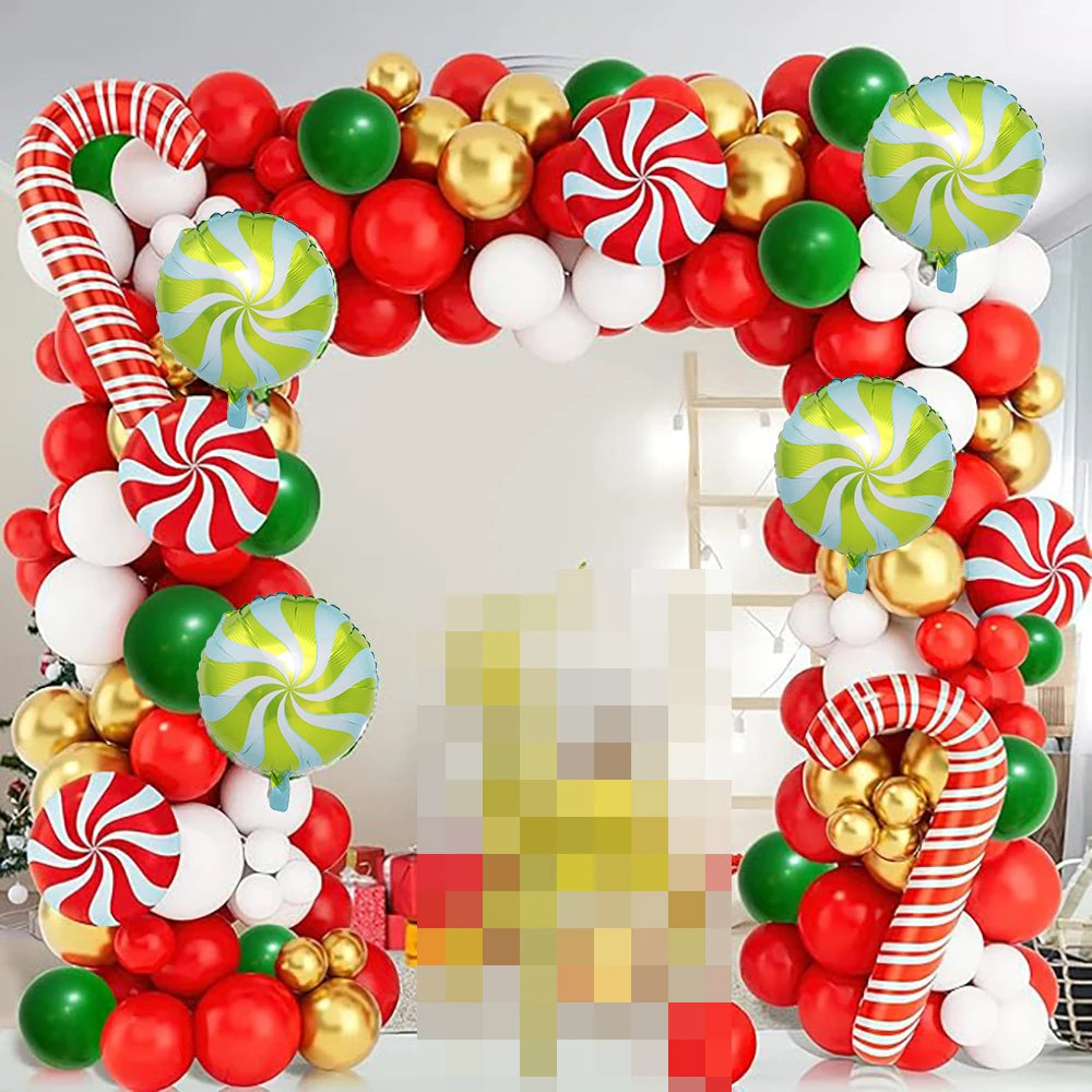 Christmas Candy Cane Balloon Garland Kit | Red, Green & White Arch | Party & Wedding Decoration