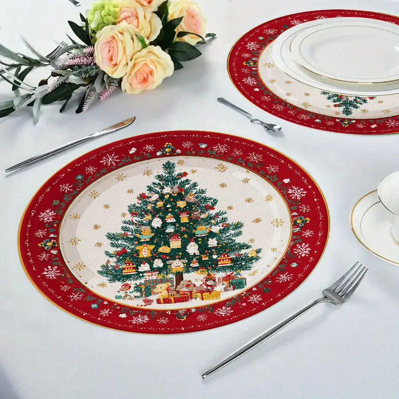 Christmas Placemats Set of 4 - Snowflake & Pine Tree Table Mats