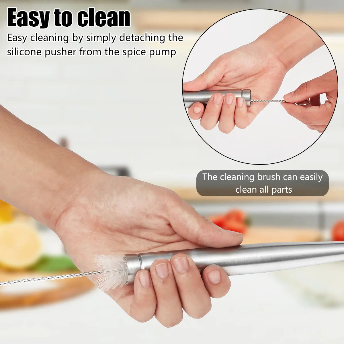 Stainless Steel Turkey Baster & Marinade Injector Set with Cleaning Brush