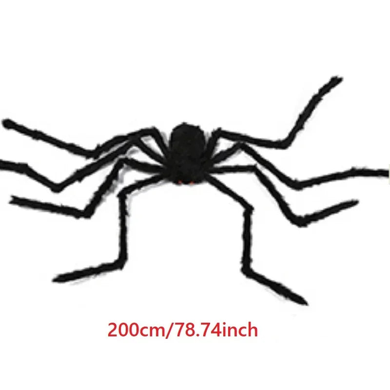 Giant Black Plush Halloween Spider – Poseable, Multi-Size