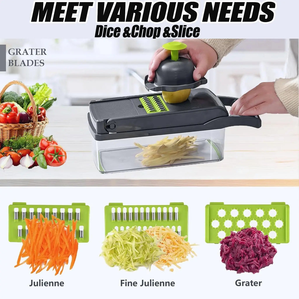 16-in-1 Vegetable Chopper & Mandoline Slicer | Onion Dicer, Grater & Food Slicer | BPA-Free Kitchen Tool