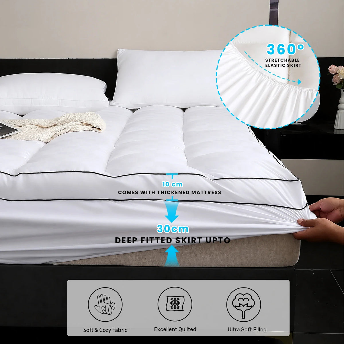 Quilted Mattress Topper & Protector – Anti-Allergy, Breathable & Extra Deep Fit | All UK Sizes
