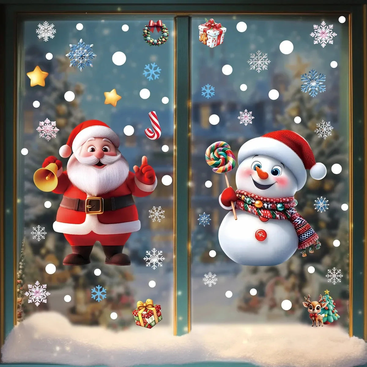 Christmas Window Stickers | 10 Festive Designs | Gingerbread Man, Santa, Snowman & More | Xmas Decor