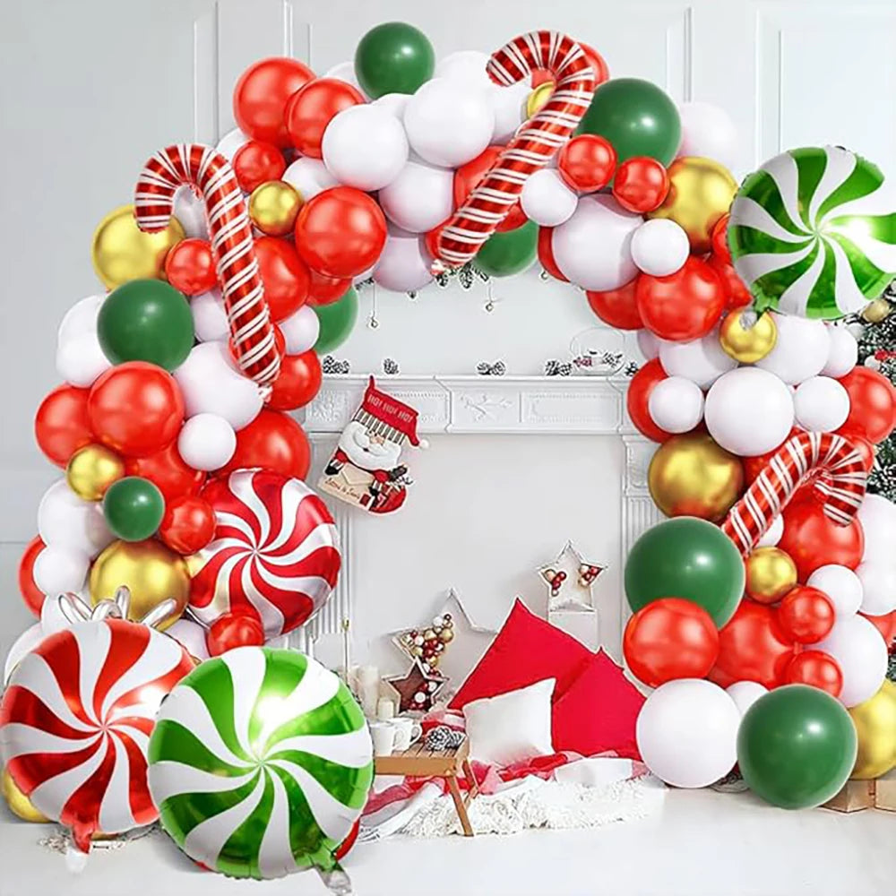 Christmas Candy Cane Balloon Garland Kit | Red, Green & White Arch | Party & Wedding Decoration