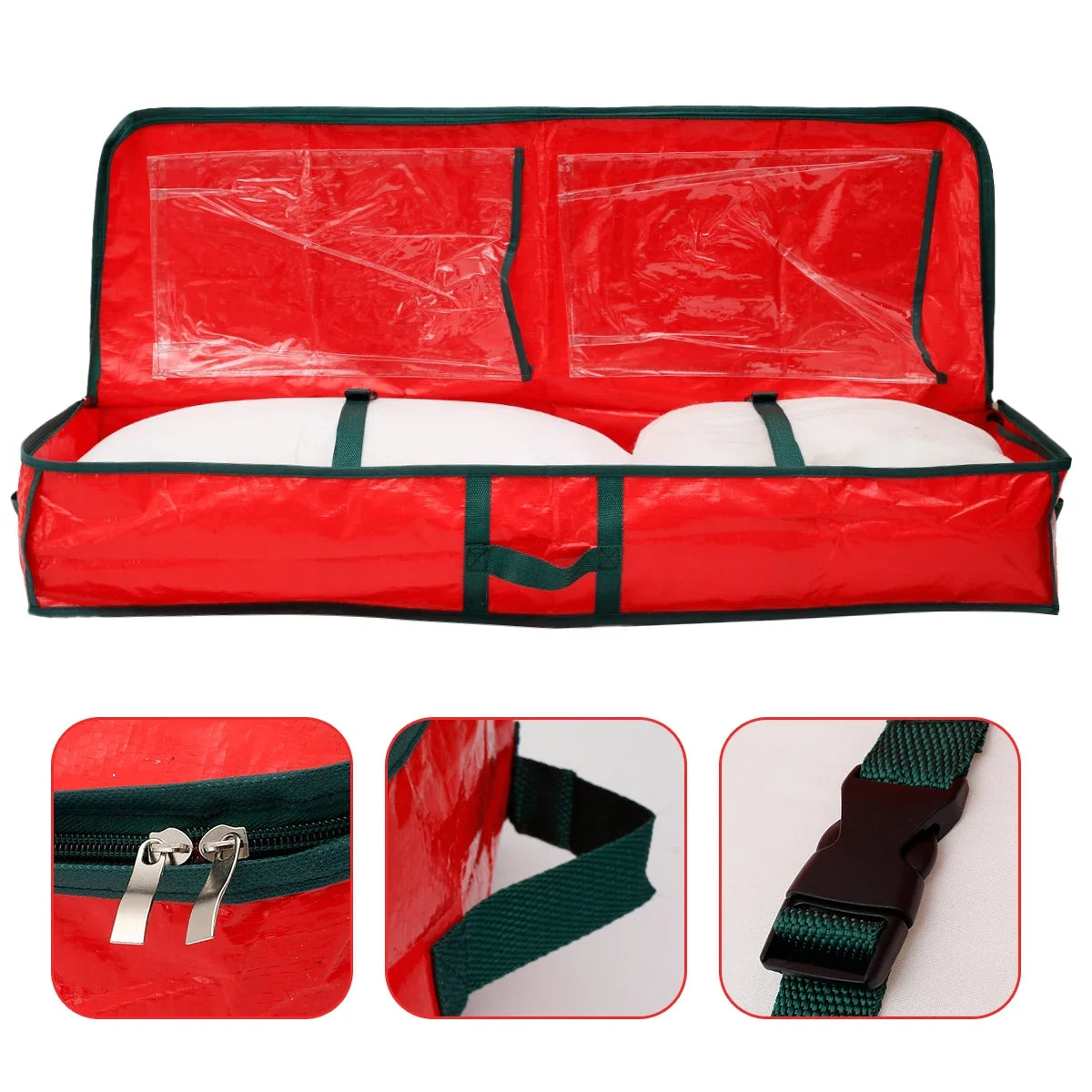 Christmas Wrapping Paper Storage Bag | 40" Durable Oxford Fabric | Fits Rolls, Ribbons & Ornaments | Red & Green