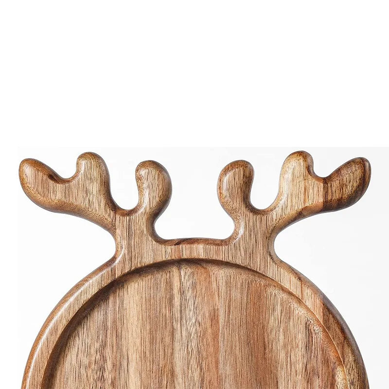 Reindeer Antler Wooden Serving Tray - Acacia Wood Cheese & Fruit Board