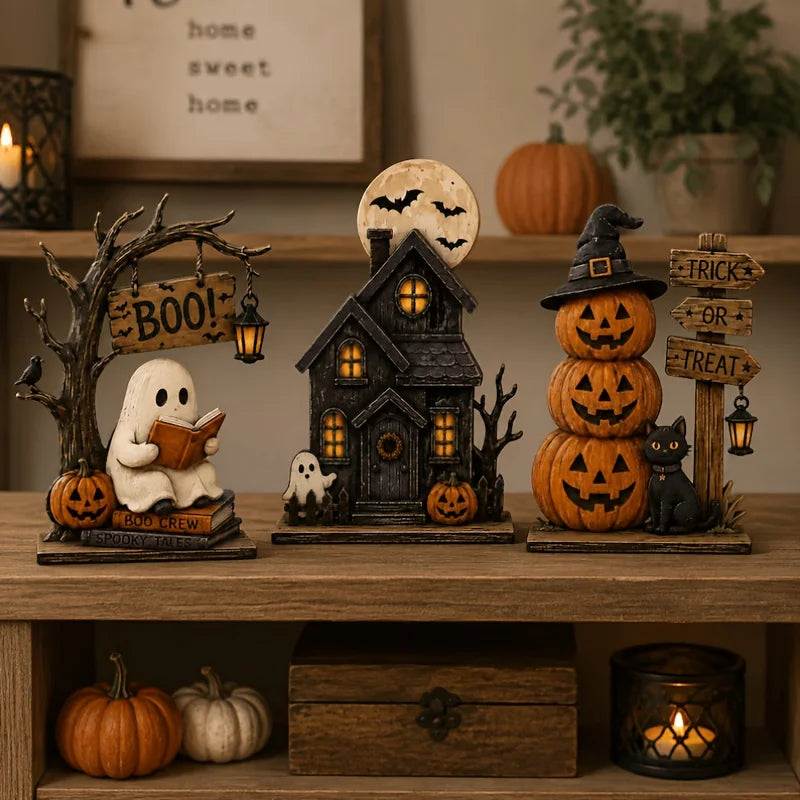 3-Piece Wooden Halloween Decor Set