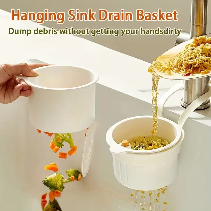 Press-Type Drain Basket | Food Strainer & Sink Organiser for Kitchen & Bathroom