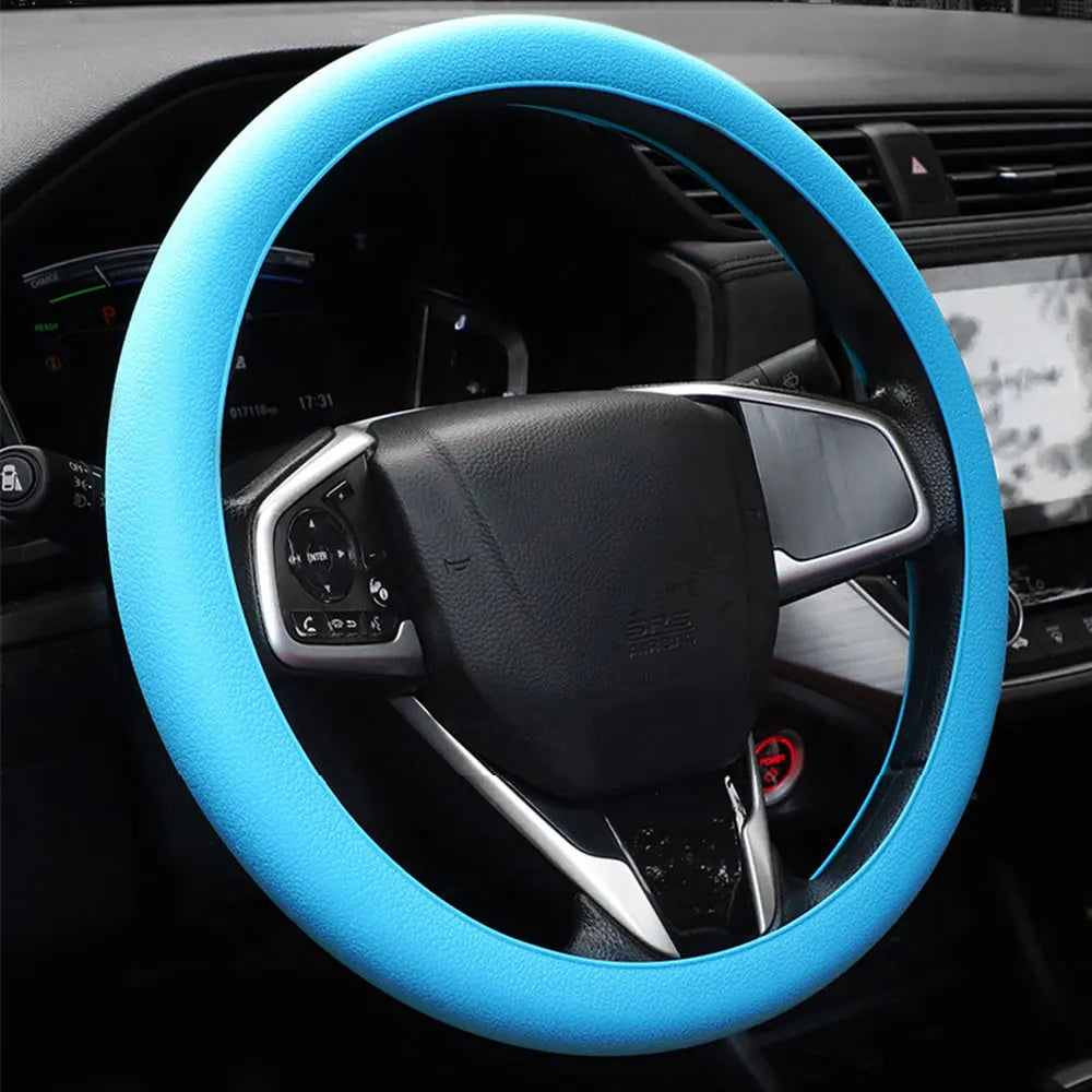 Silicone Steering Wheel Cover | Non-Slip Breathable Universal Fit 38cm | 14 Colours | Car Accessory