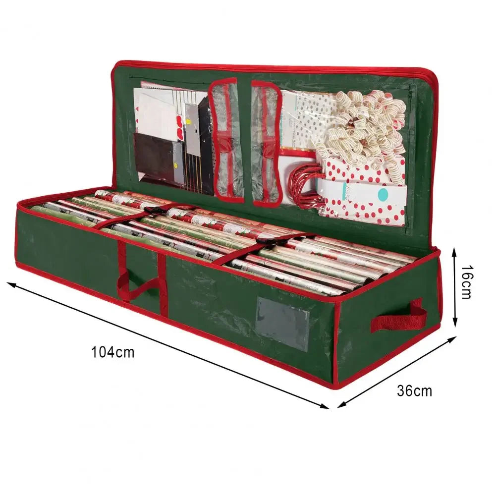 Christmas Wrapping Paper Storage Bag | 40" Durable Oxford Fabric | Fits Rolls, Ribbons & Ornaments | Red & Green
