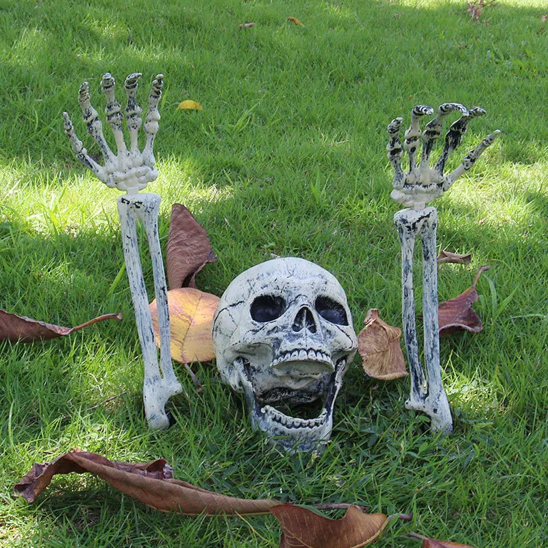 Halloween Skeleton Head & Hands Yard Decorations