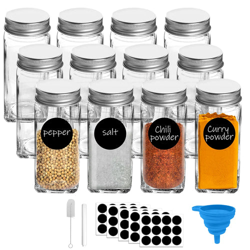 12pcs Glass Spice Jars Set