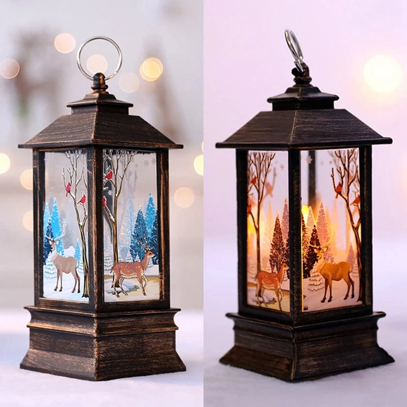 Christmas Lantern Light Decoration | Festive Tree Ornament & Home Decor | Red, Black & White