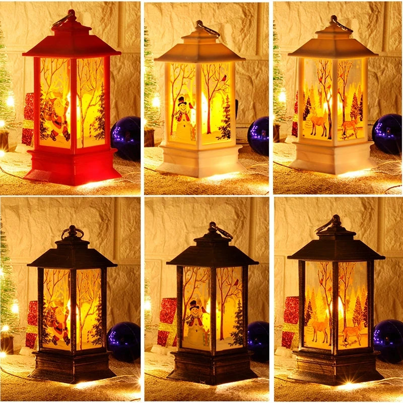 Christmas Lantern Light Decoration | Festive Tree Ornament & Home Decor | Red, Black & White