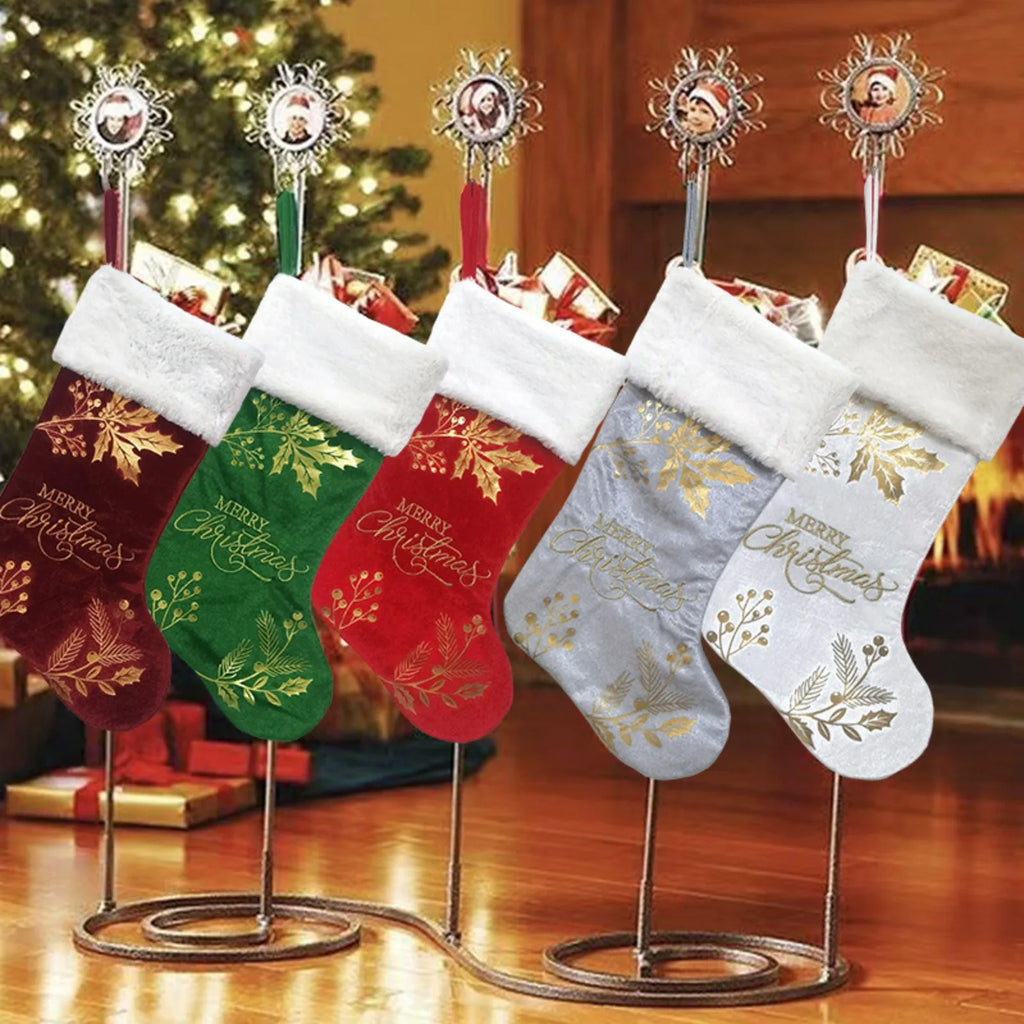 Christmas Stocking Candy Boots with Bells | 46x28cm Fireplace Hanging Sock | 5 Colours