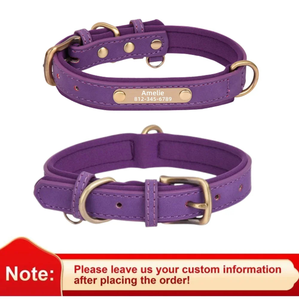Personalised Leather Dog Collar | Free Engraving | XS–XL | 9 Colours