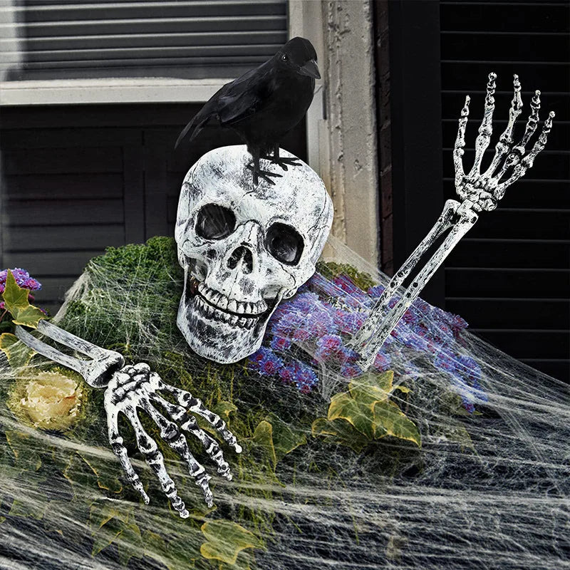Halloween Skeleton Head & Hands Yard Decorations