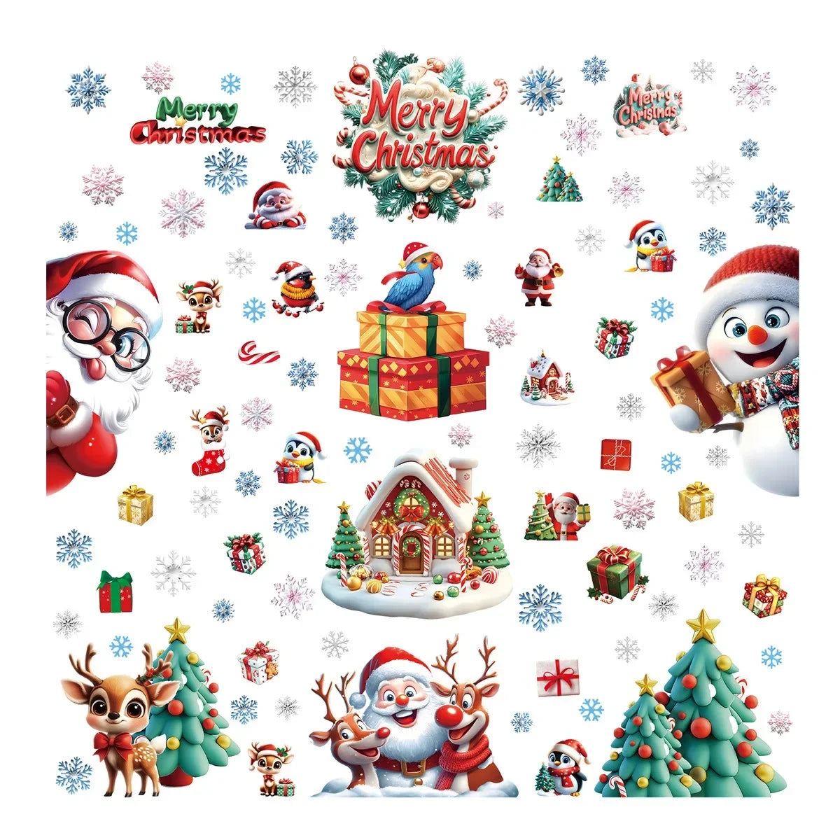 Christmas Window Stickers | 10 Festive Designs | Gingerbread Man, Santa, Snowman & More | Xmas Decor