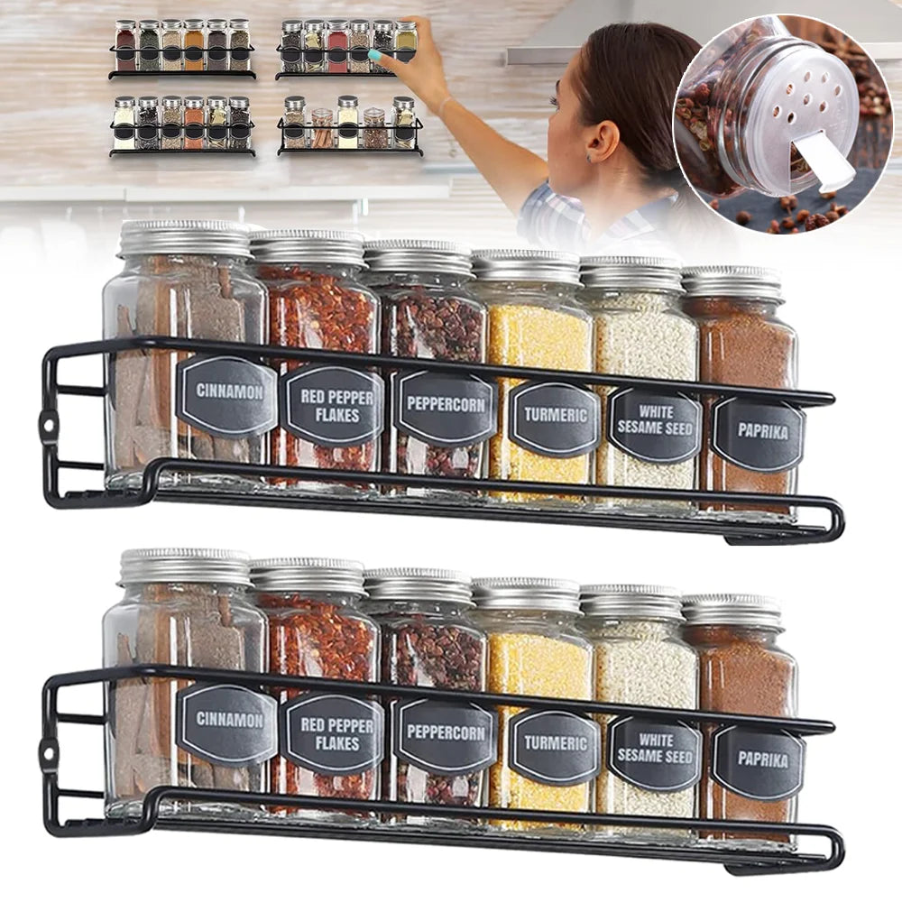 12pcs Glass Spice Jars Set