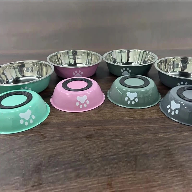 Stainless Steel Dog Bowl – Anti-Tip, Large Capacity Food & Water Bowl for Dogs | Blue, Grey & Pink