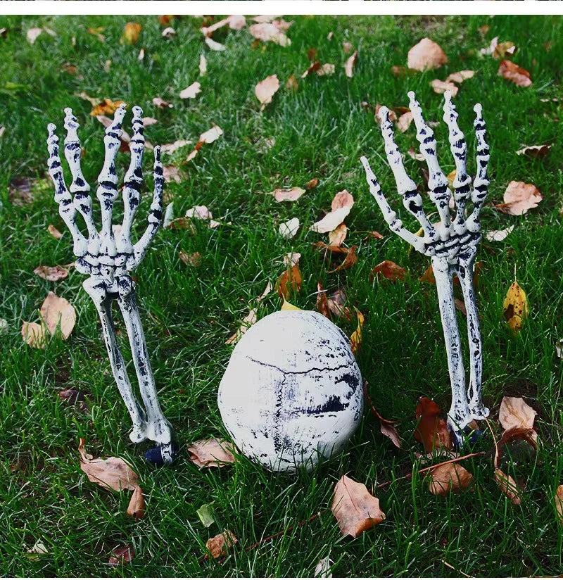 Halloween Skeleton Head & Hands Yard Decorations