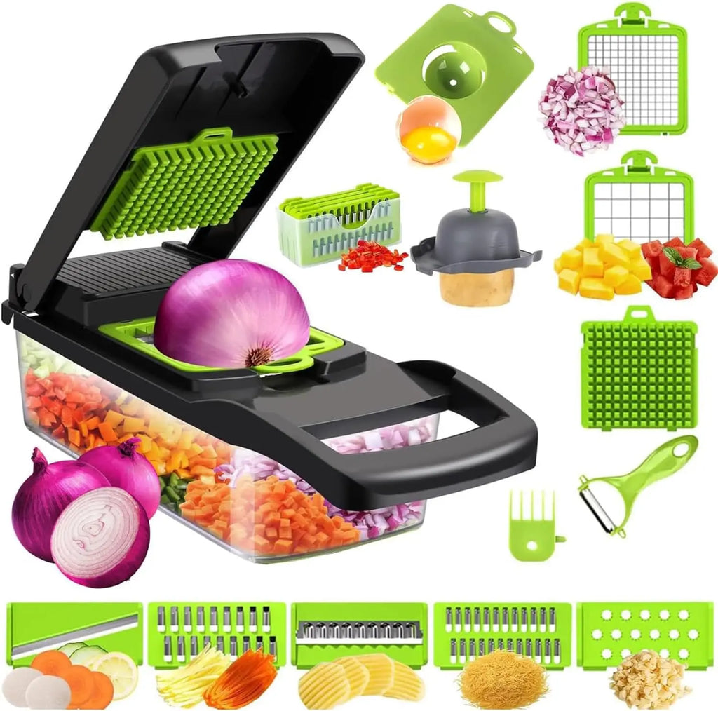 16-in-1 Vegetable Chopper & Mandoline Slicer | Onion Dicer, Grater & Food Slicer | BPA-Free Kitchen Tool